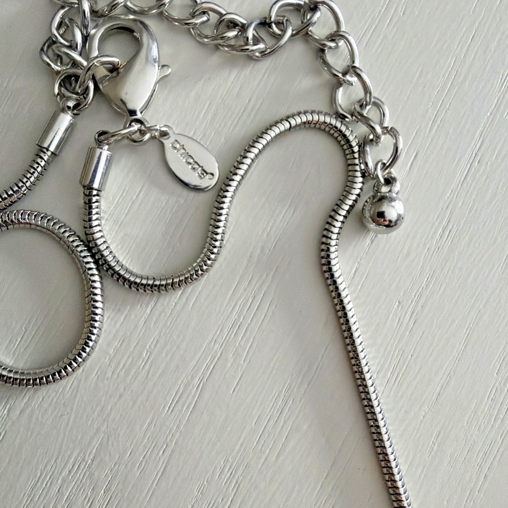 Chicos Blue And Green Stone And Silver Tone Metal Ring - Long Necklace 20-24" - Picture 2 of 11